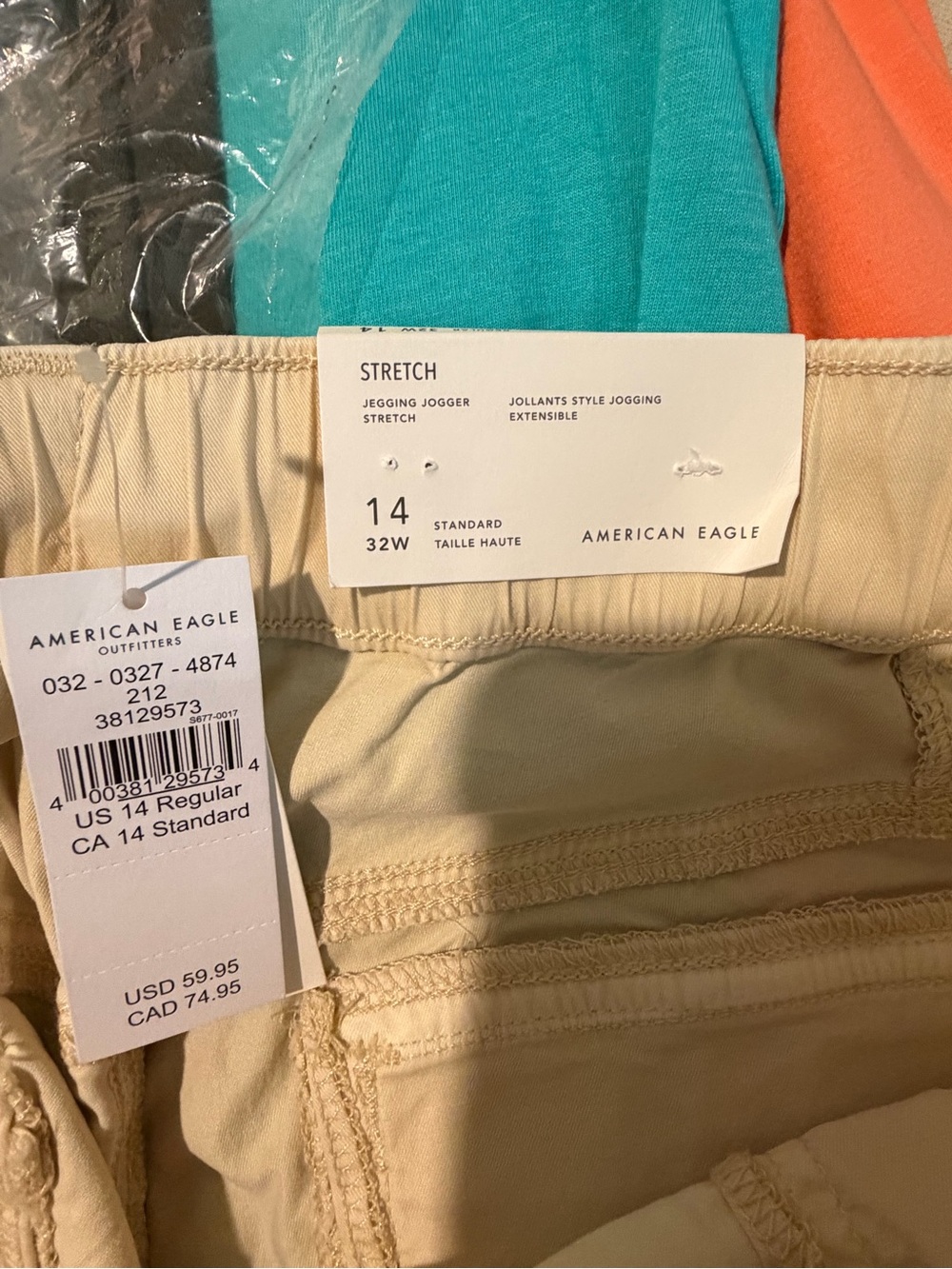 American Eagle Outfitters Womans Stretch Jogger Bottoms in Beige